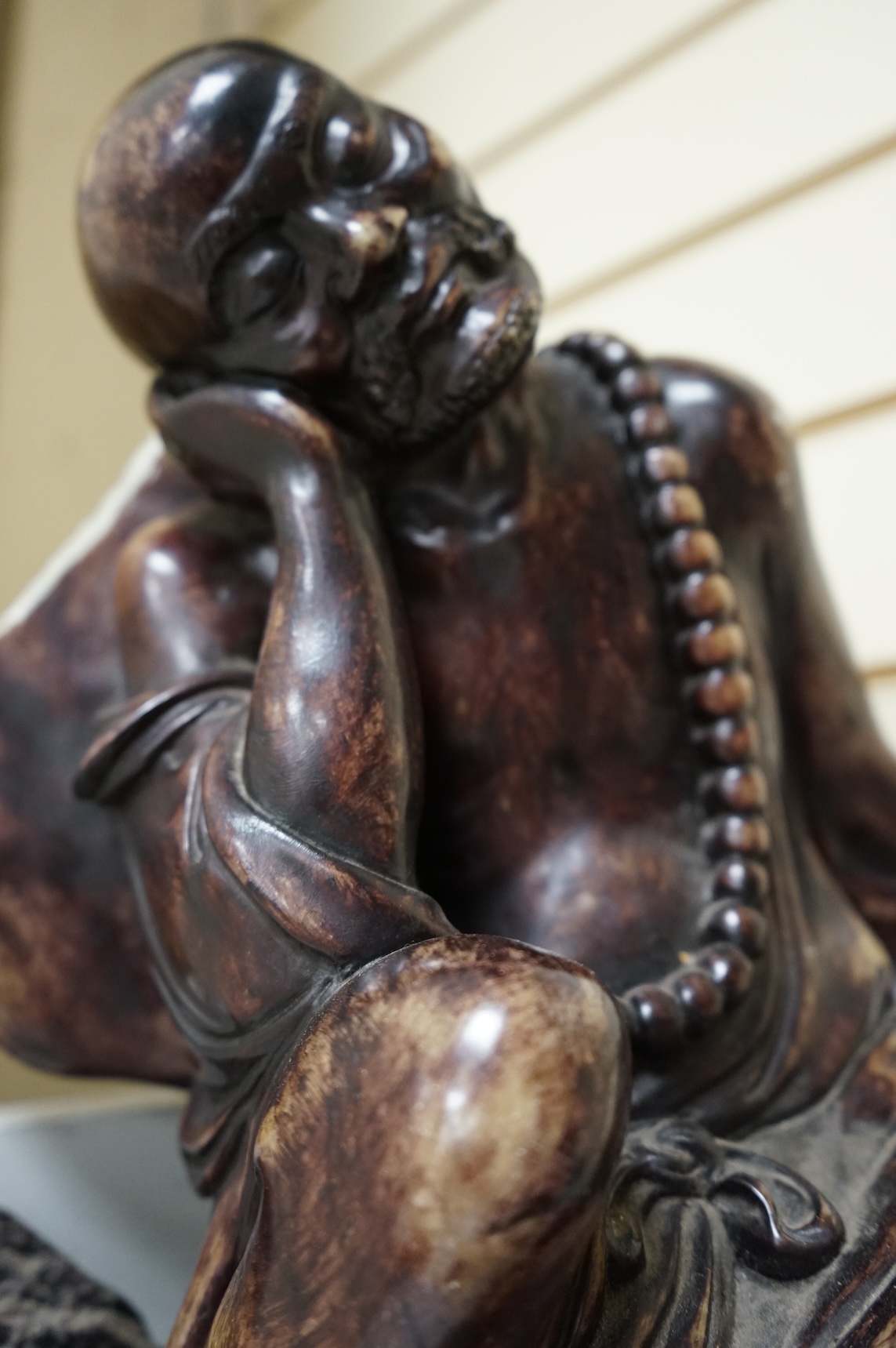 A large Chinese soapstone figure of a Luohan, 48cm